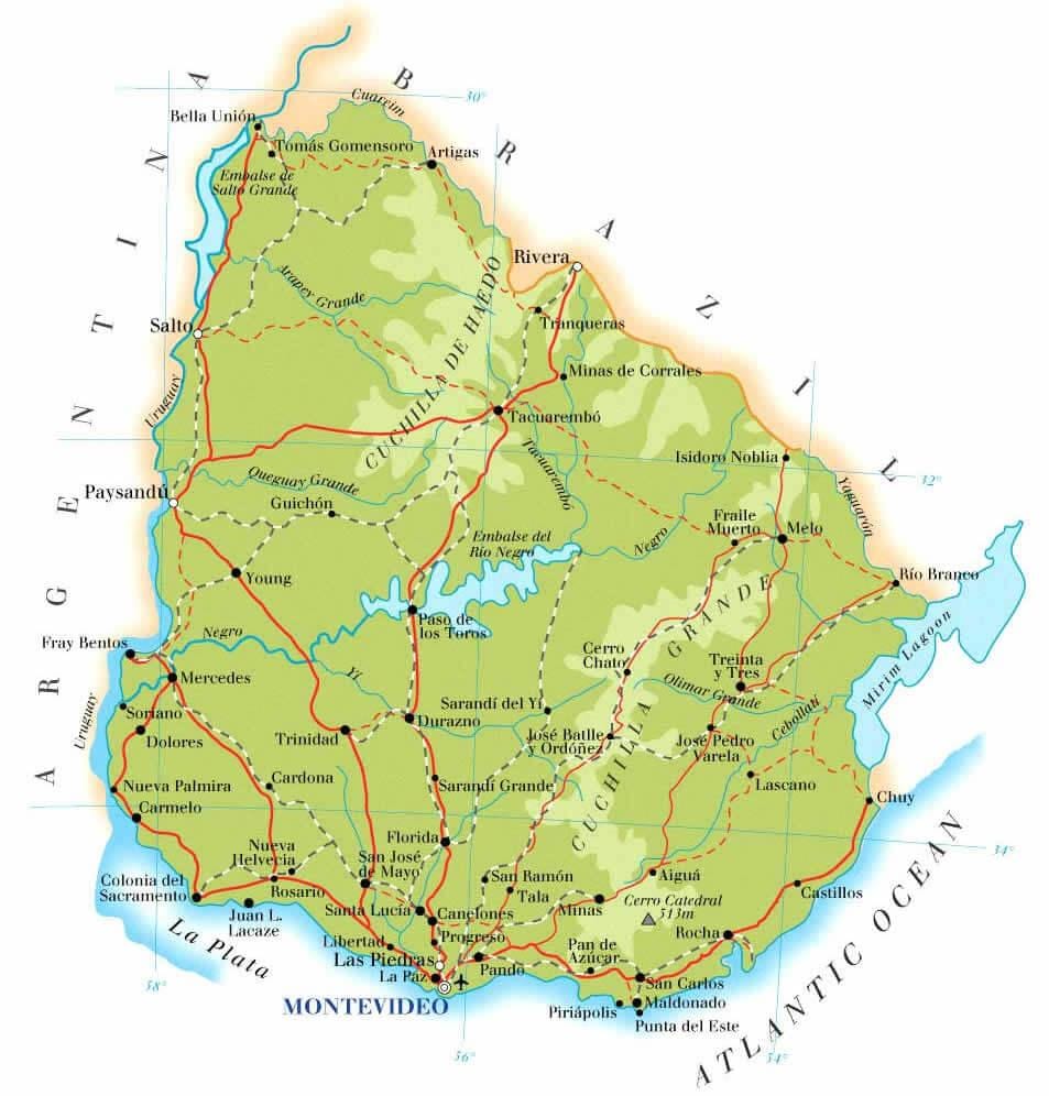 Карта Уругвая географии